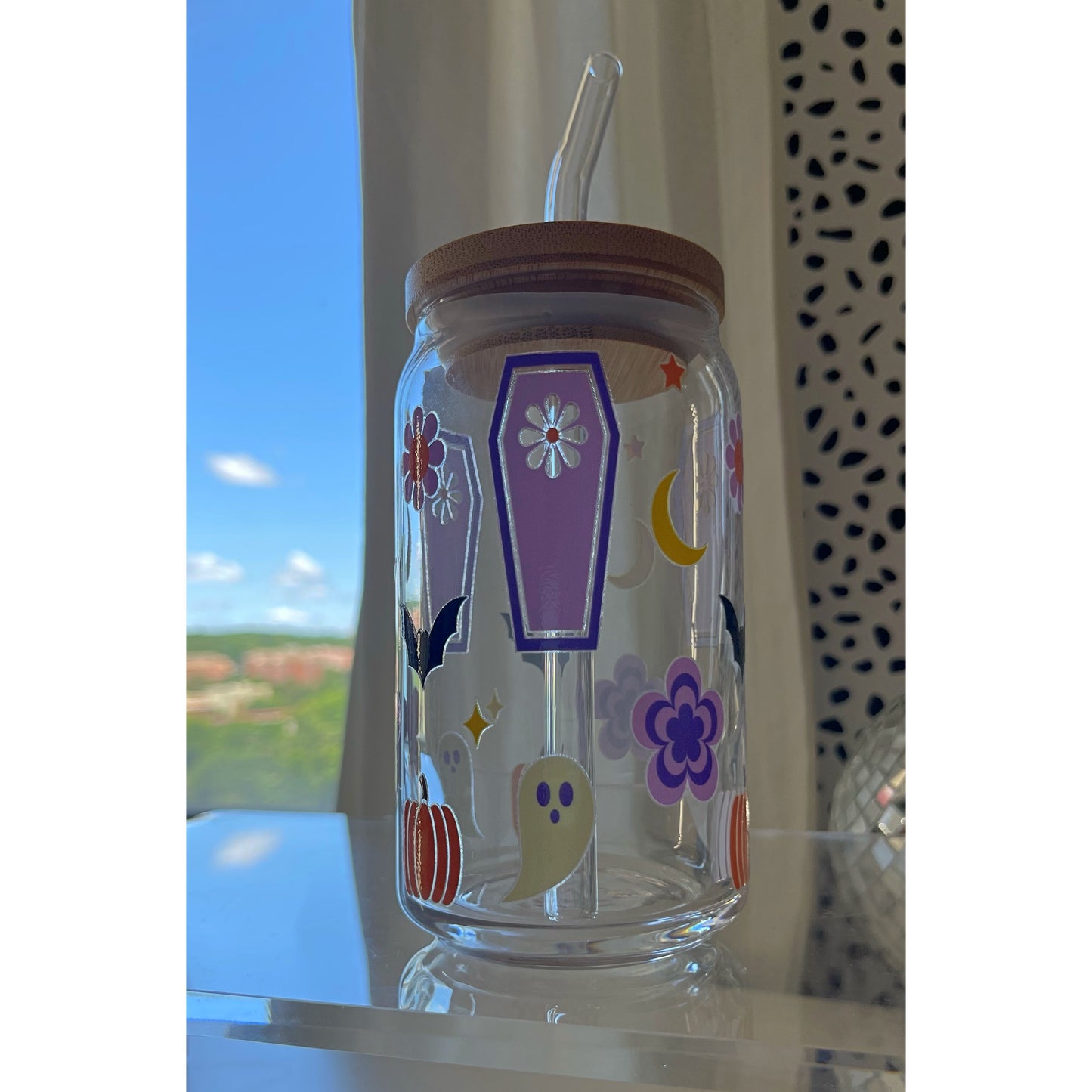 Cute spooky things glass cup