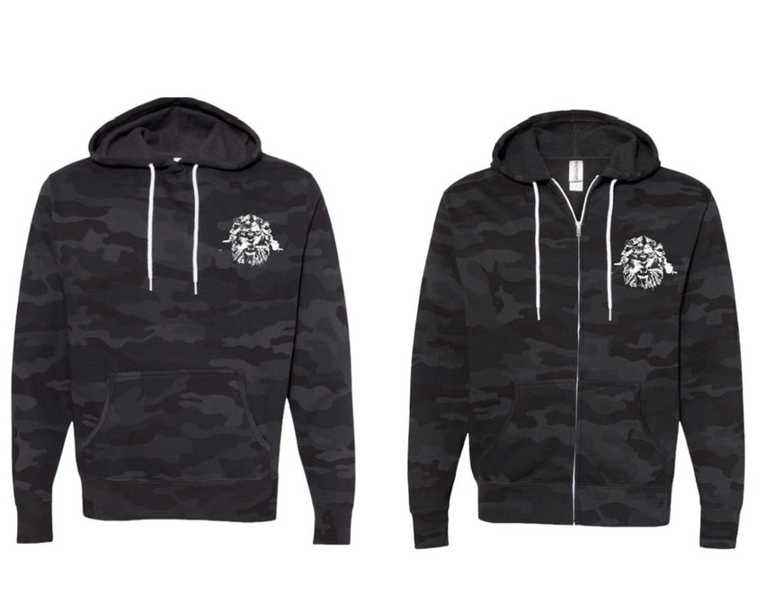 unisex- lightweight DROSSFIT camo hoodie/full-zip hoodie