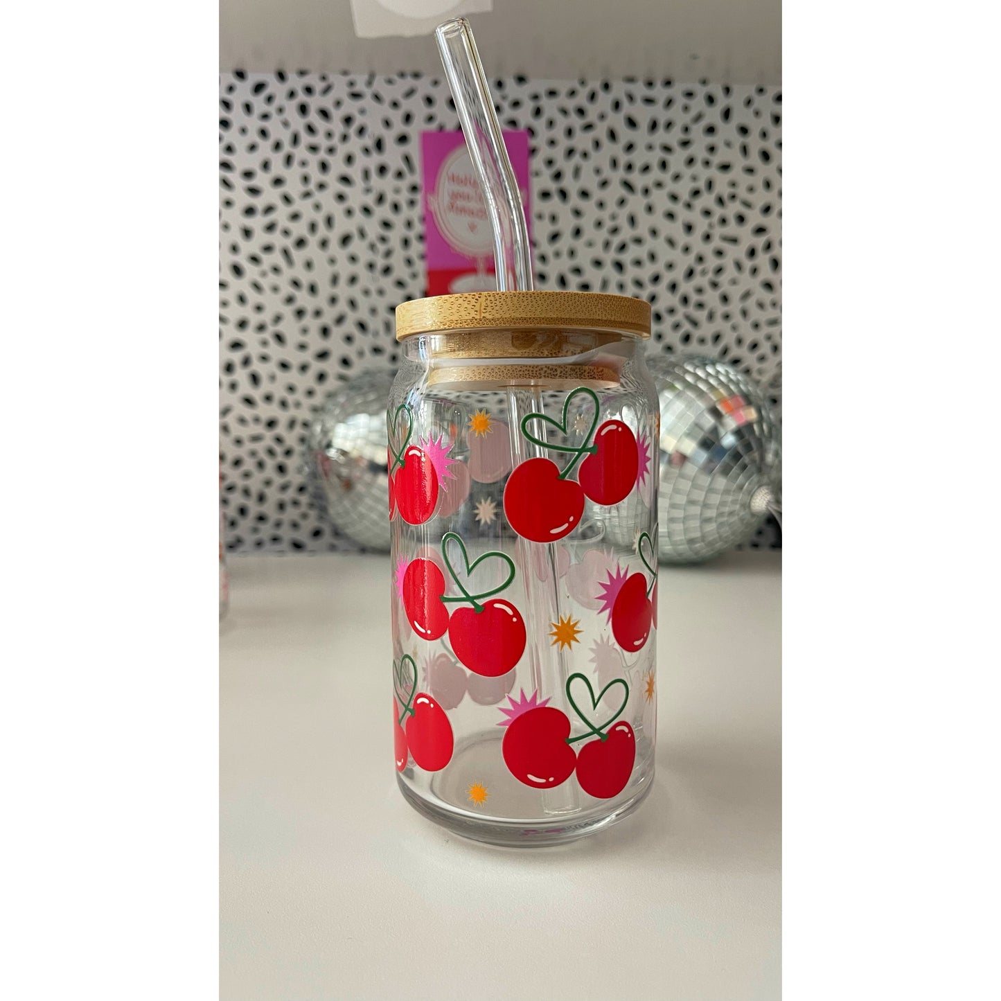 Cherries glass can