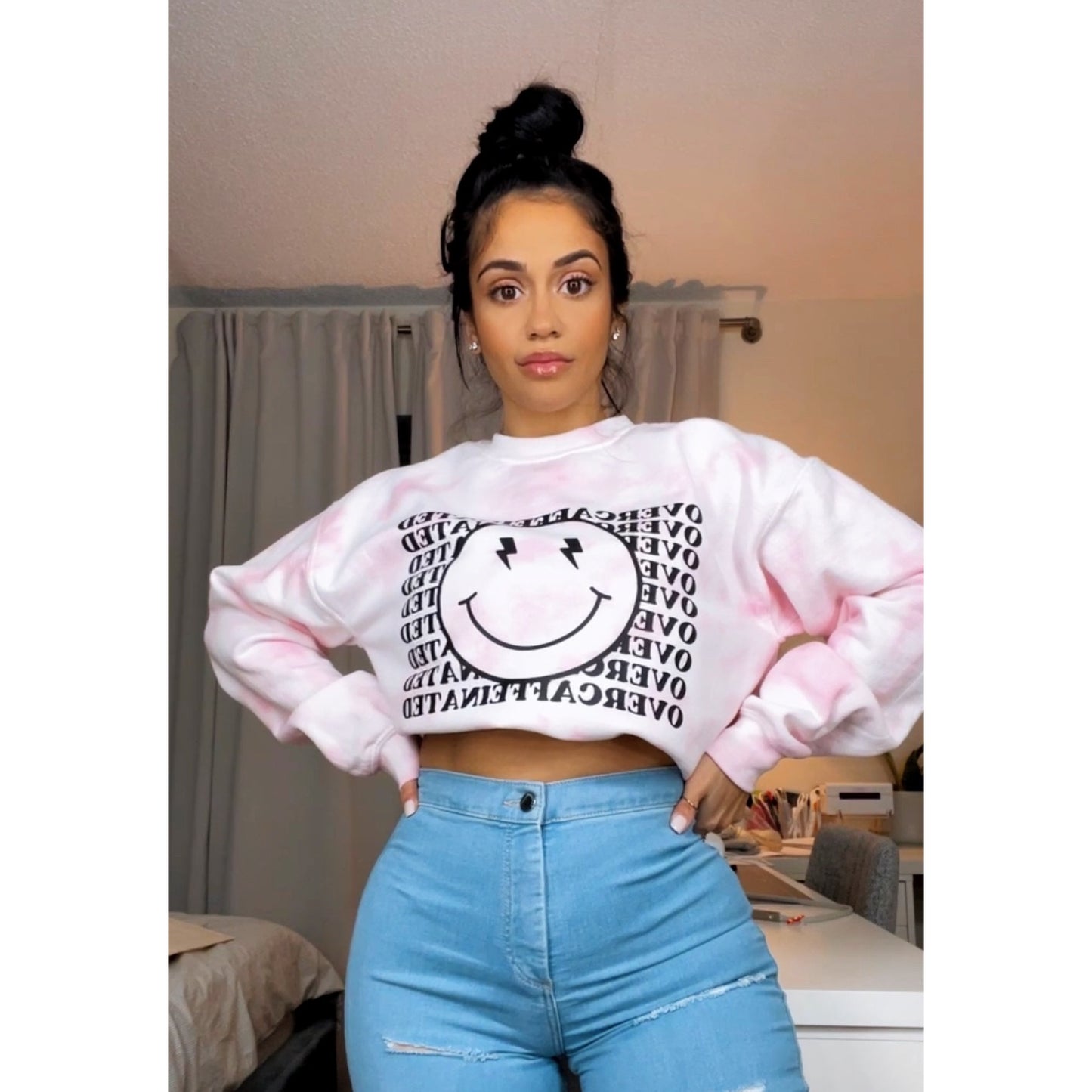 Over Caffeinated tie dye sweatshirt