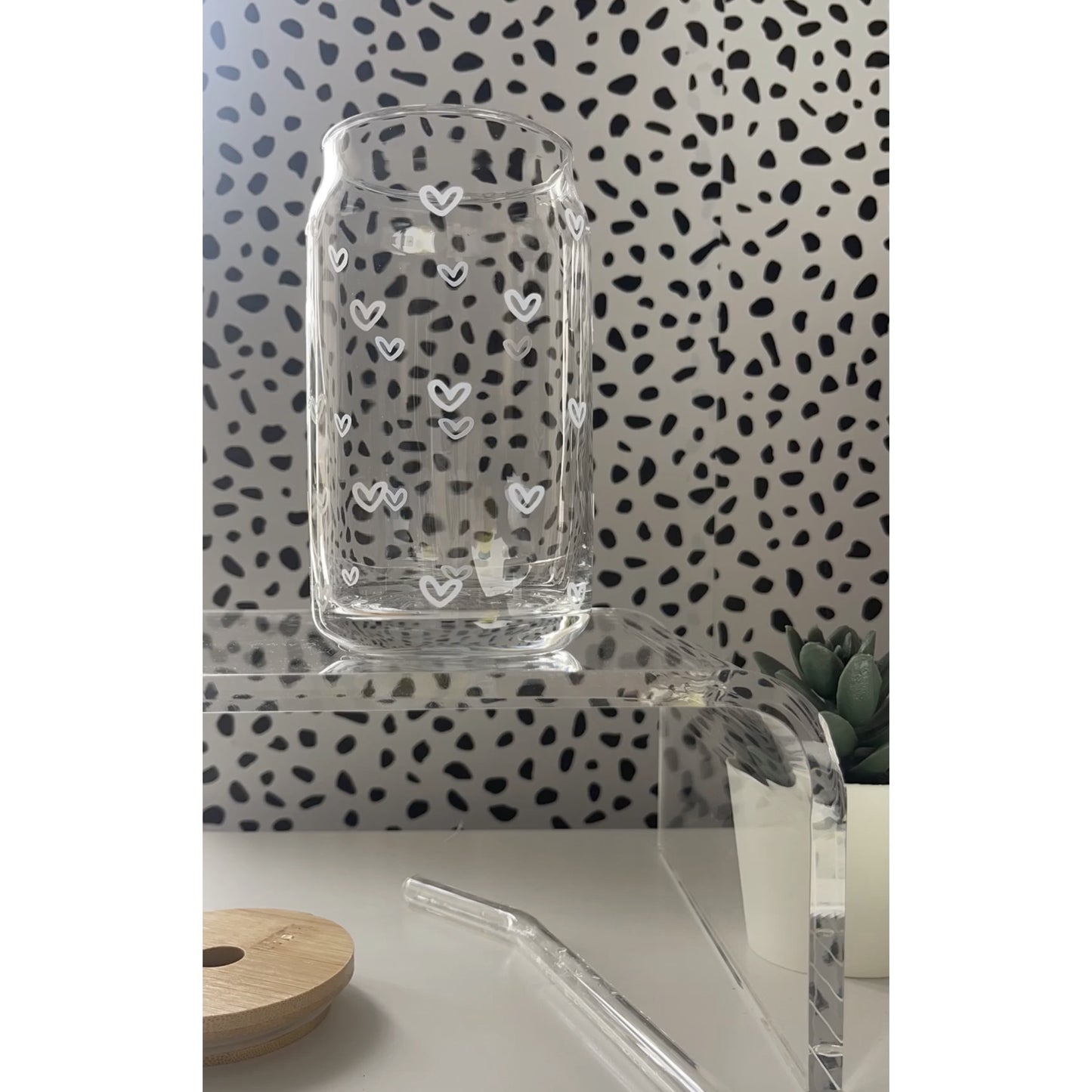Color changing glass. Clear to light red.