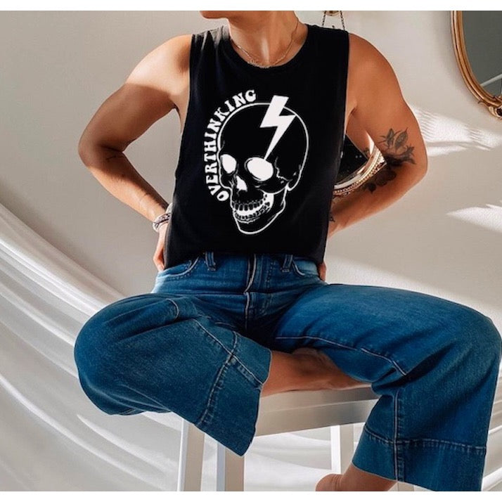 OVERTHINKING Racerback Cropped Tank (women’s)