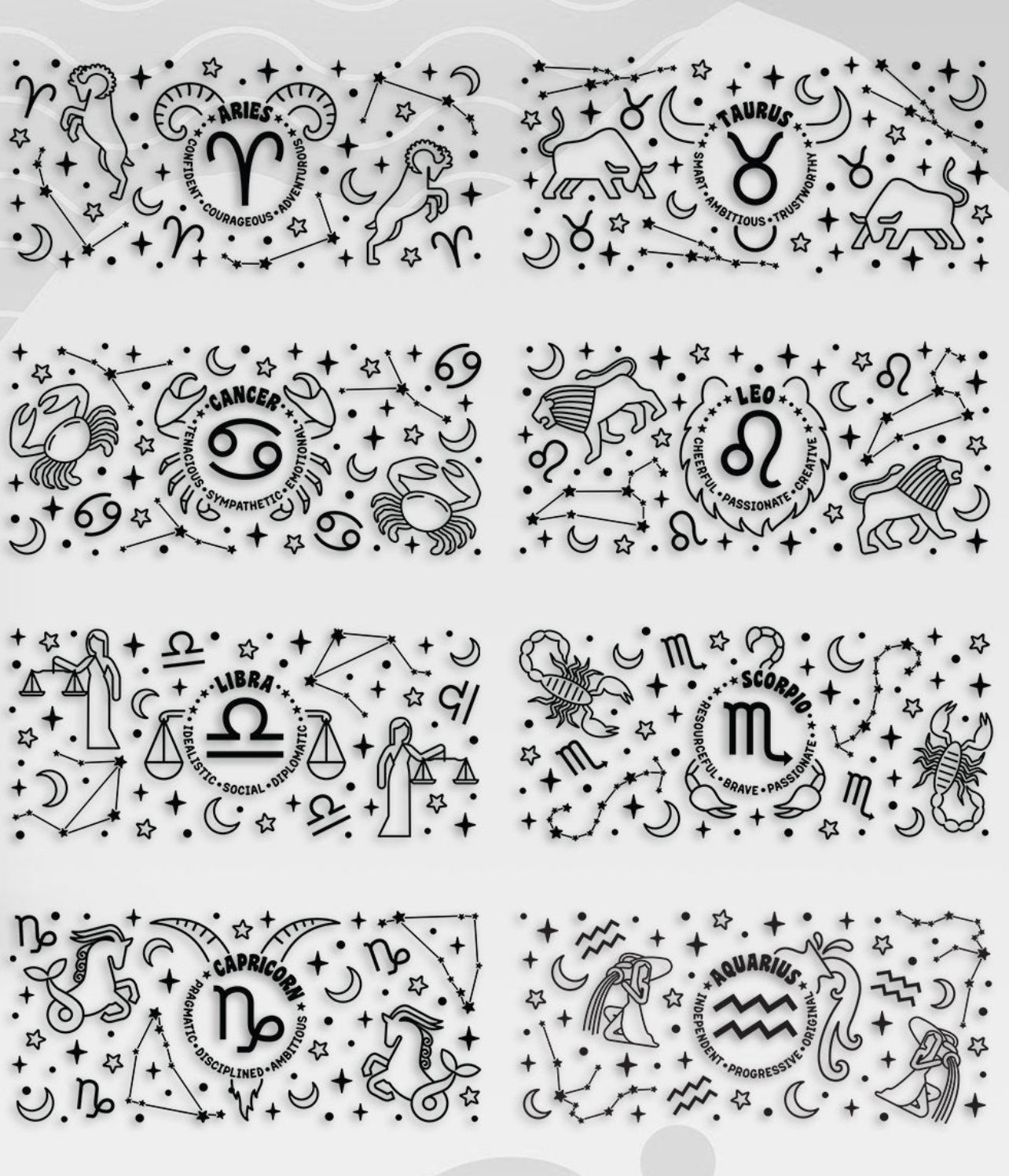Zodiac signs qualities glass can