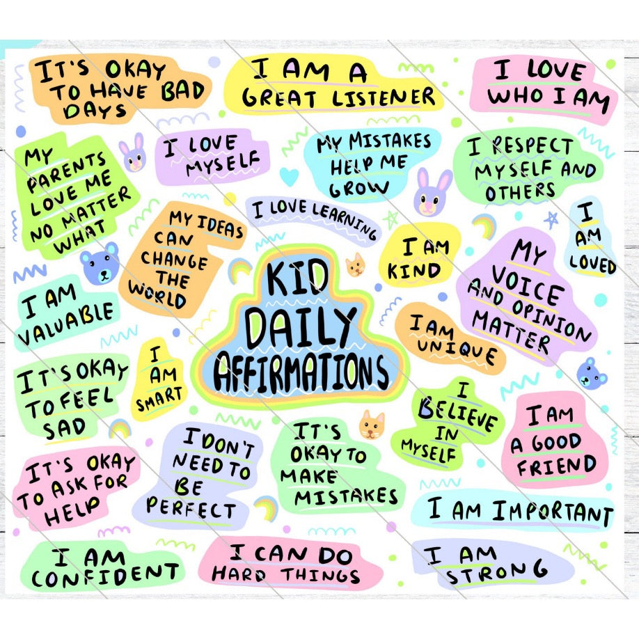 CUSTOM Kid’s daily affirmations 20 oz