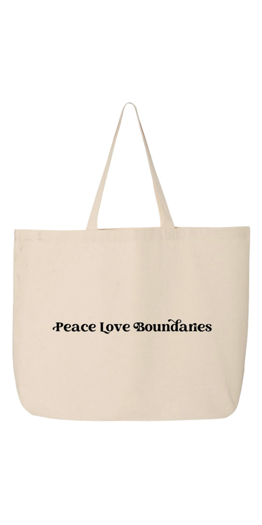 Peace love boundaries jumbo tote