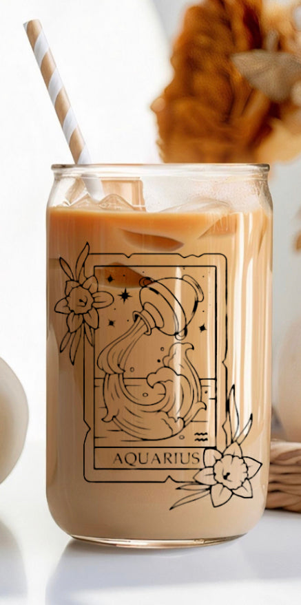 Zodiac tarot glass can