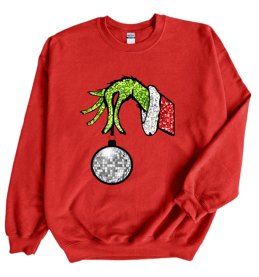 Grinch disco -faux glitter design
