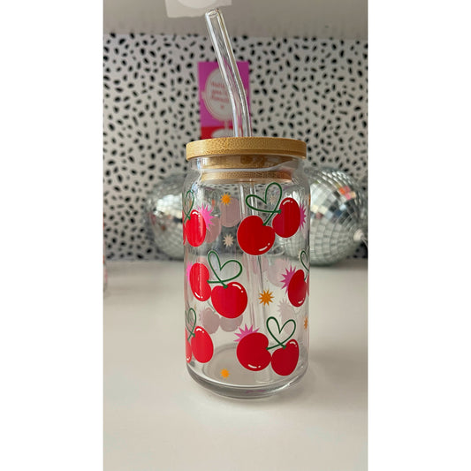 Cherries glass can
