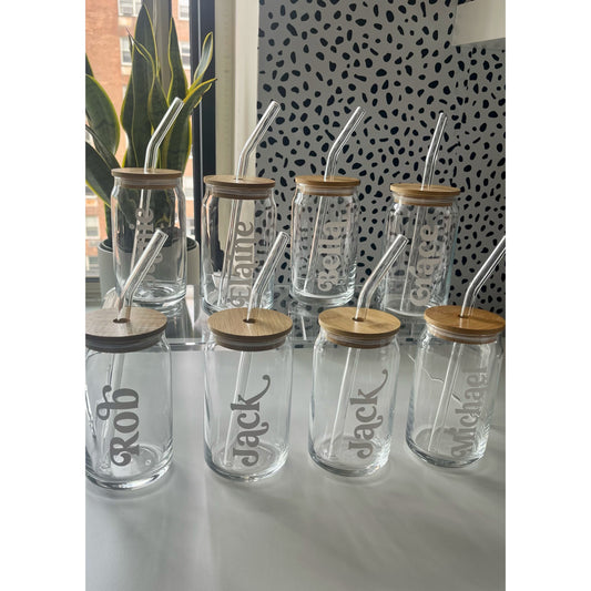 Custom retro name glass can