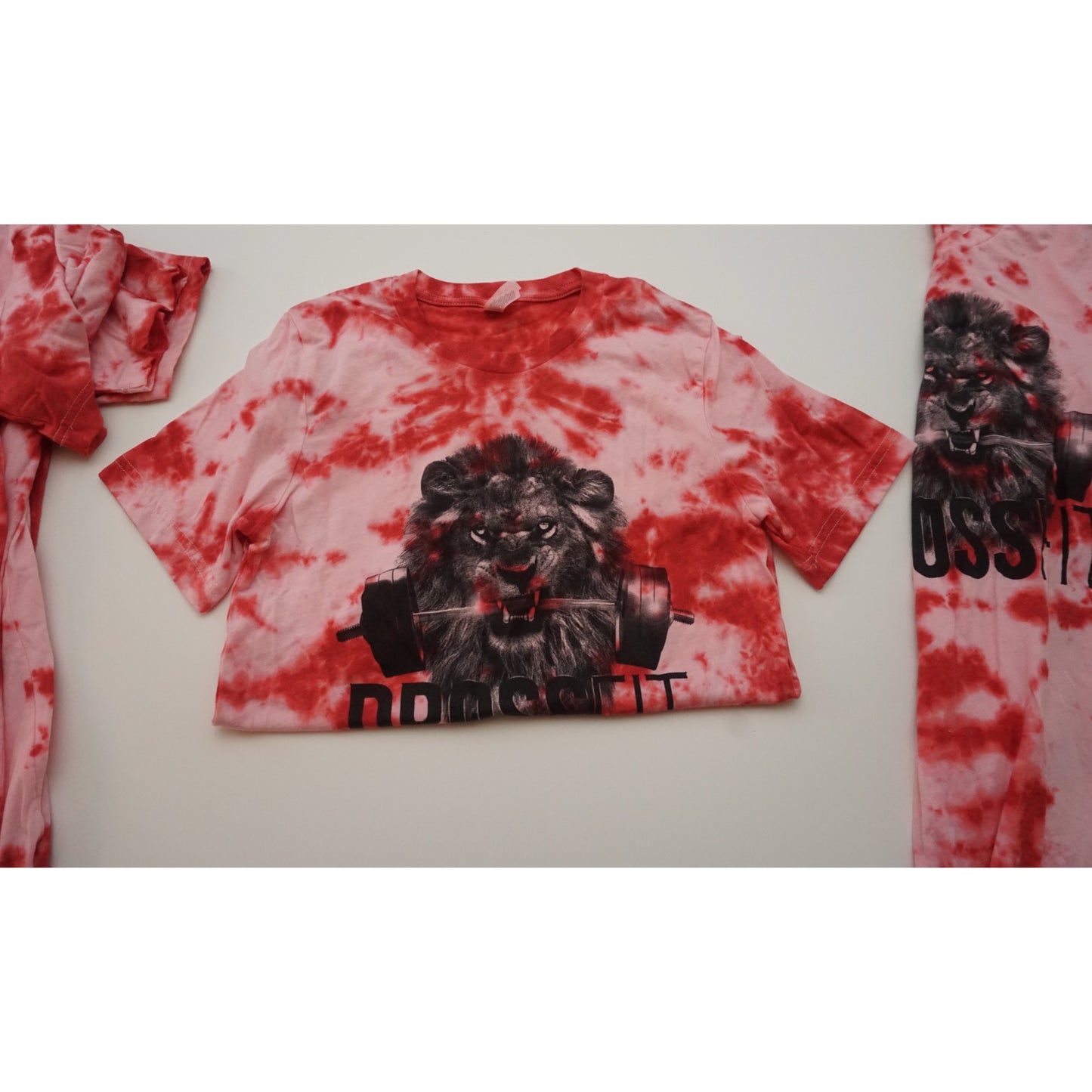 DROSSFIT Logo. Hand tie-dyed red t-shirt