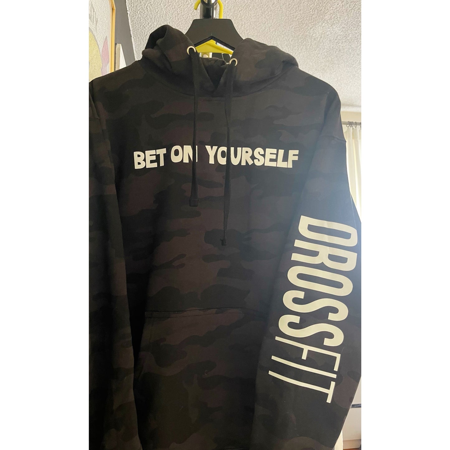 BET ON YOURSELF black camo hoodie