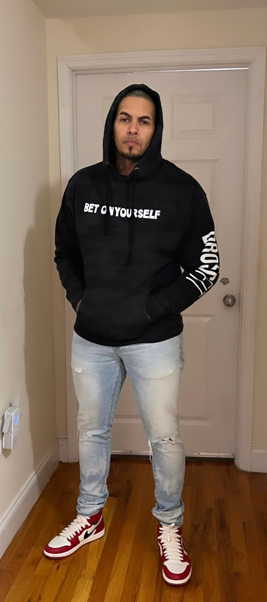 BET ON YOURSELF black camo hoodie